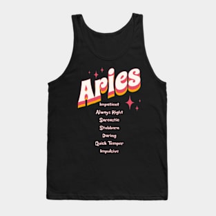 Aries Zodiac Sarcastic Snarky Traits Birthday Tank Top